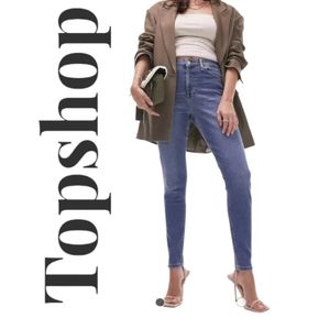 TOPSHOP High Waist Medium Wash Skinny Stretch Ankle Jeans Sz 25